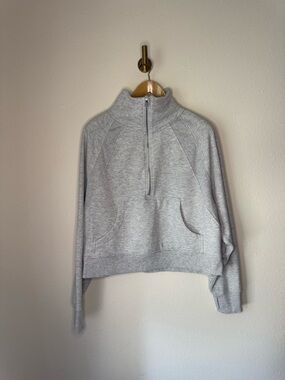 Danskin Cropped Quarter Zip Sweatshirt Womens XL Gray Fleece Pullover Athleisure